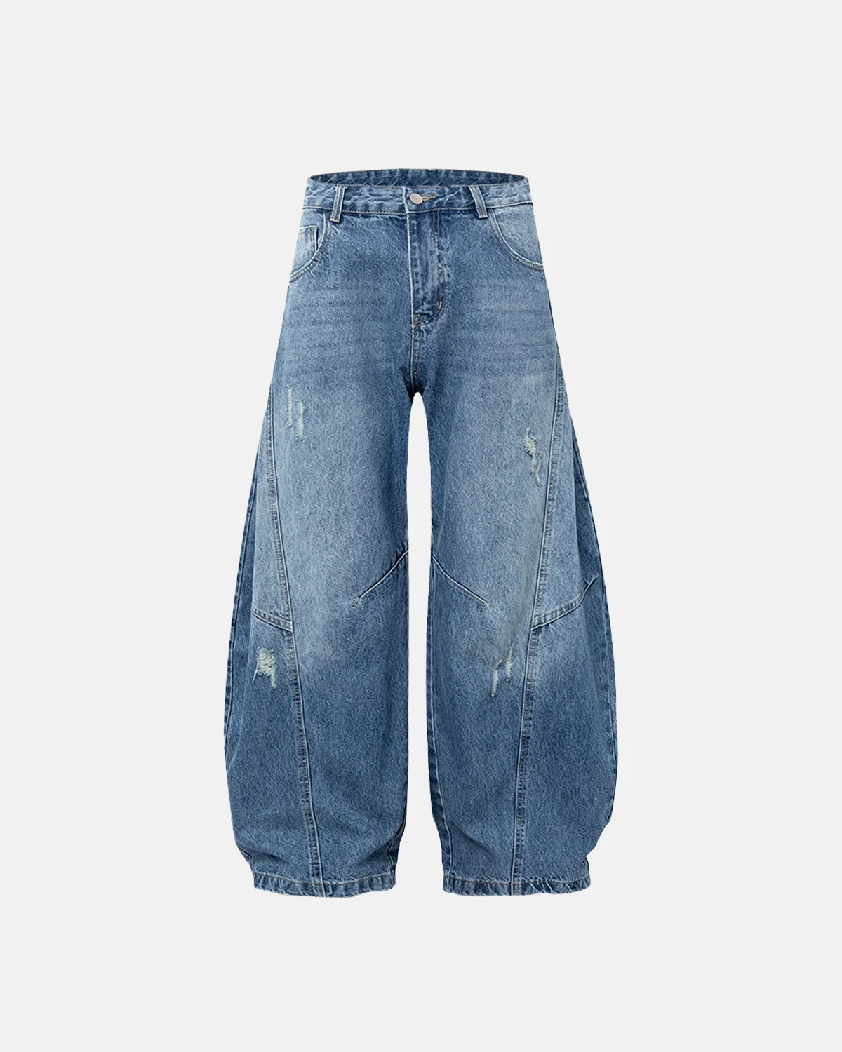 Acid Washed Distressed Barrel Jeans | Inflation Streetwear - Image 3