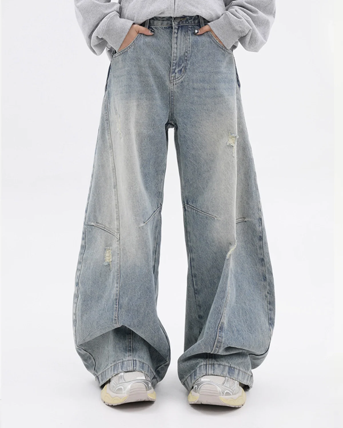 Acid Washed Distressed Barrel Jeans | Inflation Streetwear - Image 7