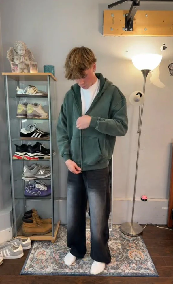 INFLATION Washed Distressed Fleece Zip Up Hoodies - Image 6