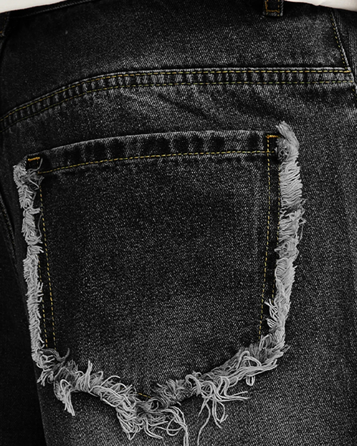 Black Distressed Fringe Jeans Shorts | Inflation Streetwear - Image 4