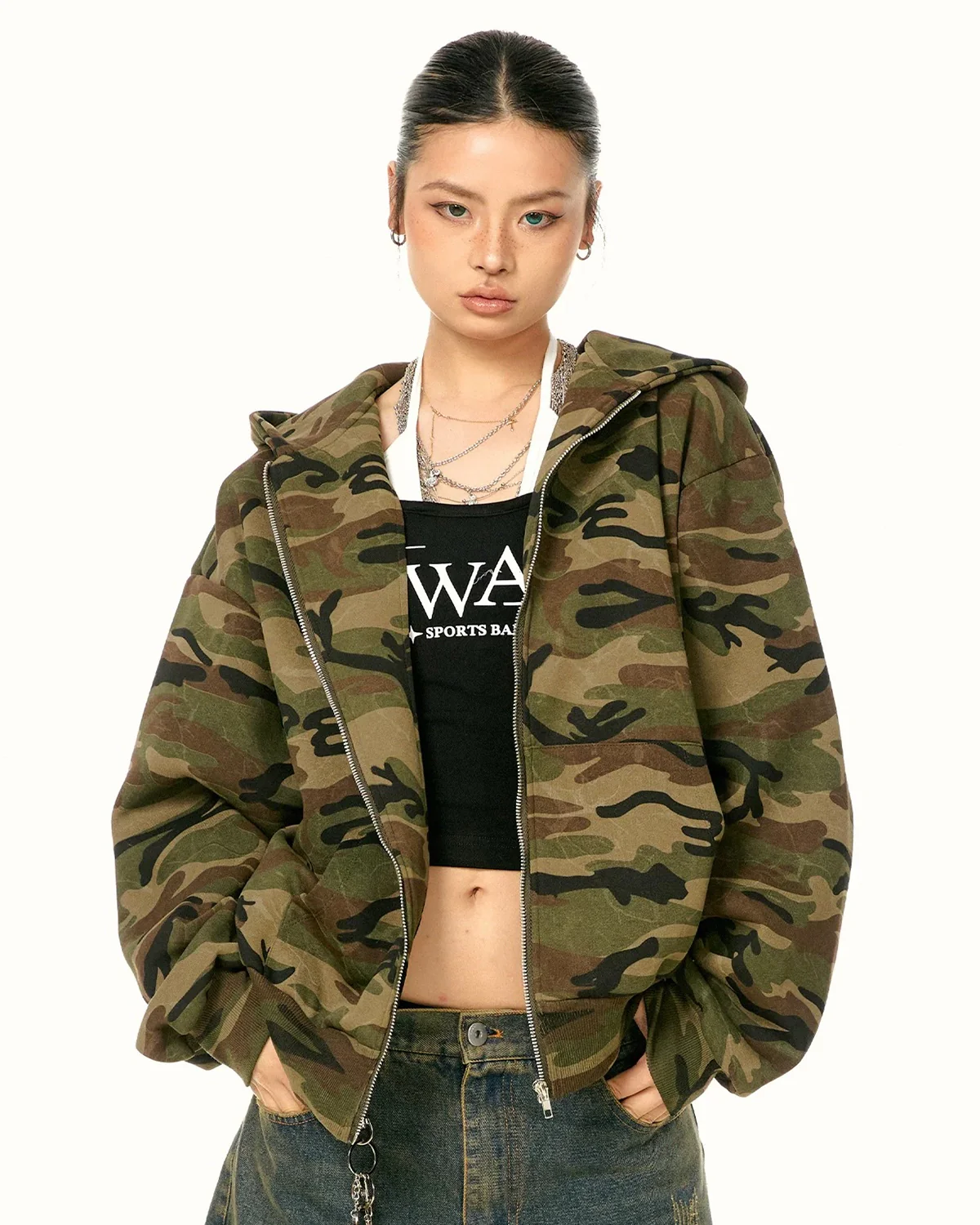 Camouflage Zip Up Jacket | Inflation Streetwear - Image 3