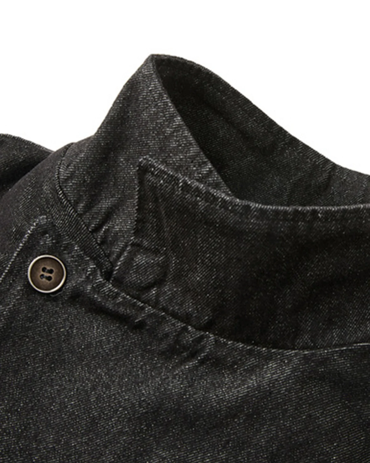 Cropped Asymmetric Button Denim Jacket | Inflation Streetwear - Image 5