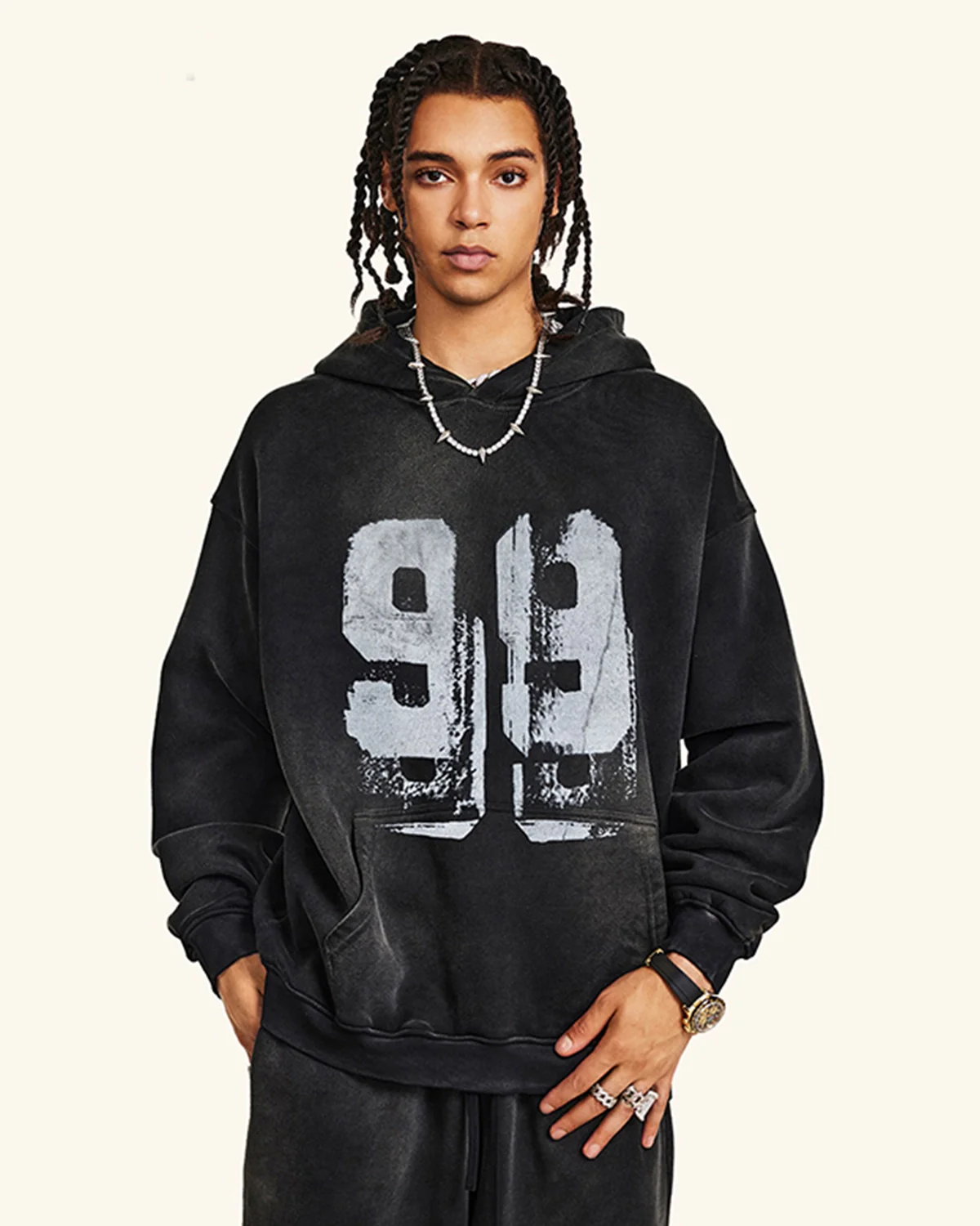 Graffiti Print Washed Fleece hoodie | Inflation Streetwear - Image 13