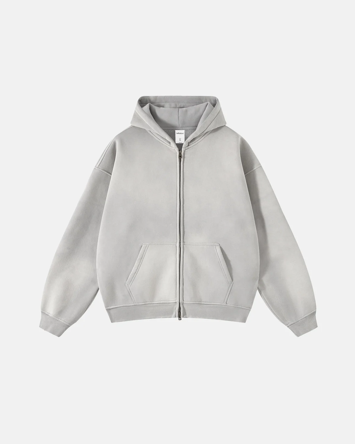INFLATION Washed Distressed Fleece Zip Up Hoodies - Image 17