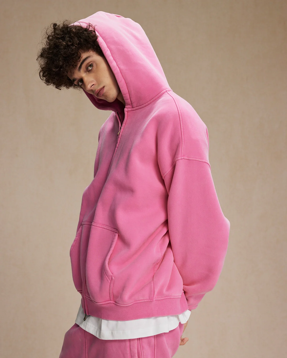 INFLATION Washed Distressed Fleece Zip Up Hoodies - Image 23