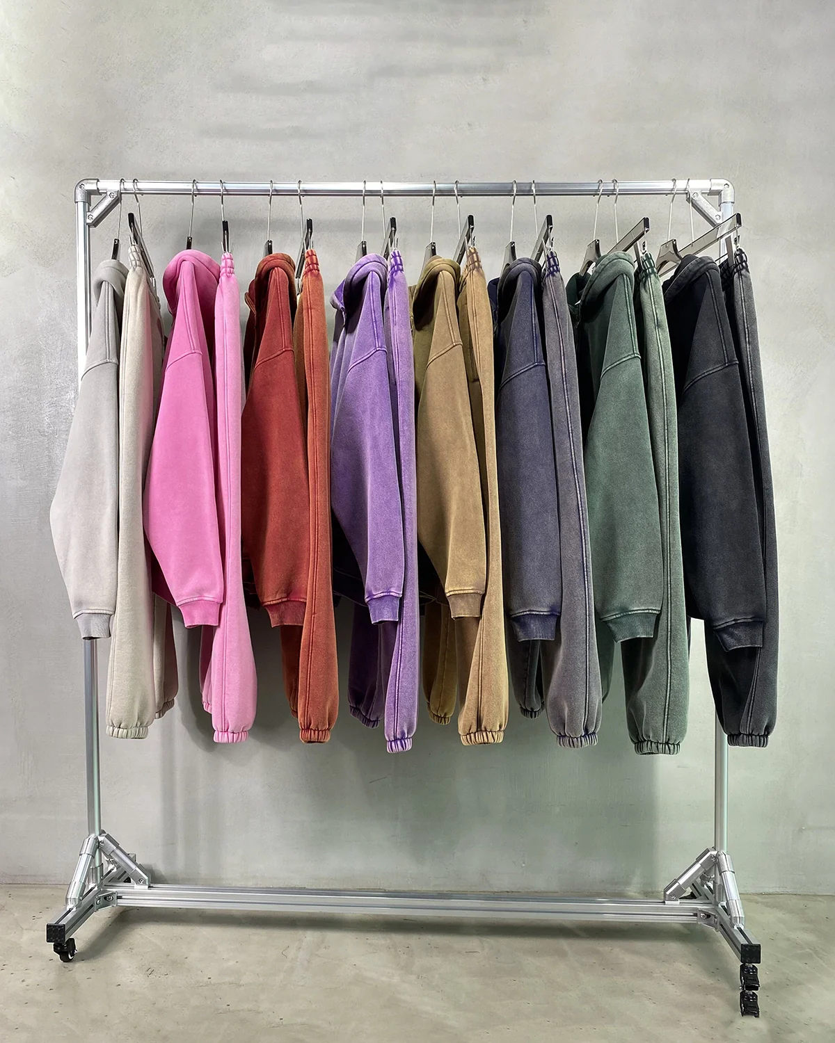 INFLATION Washed Distressed Fleece Zip Up Hoodies - Image 26