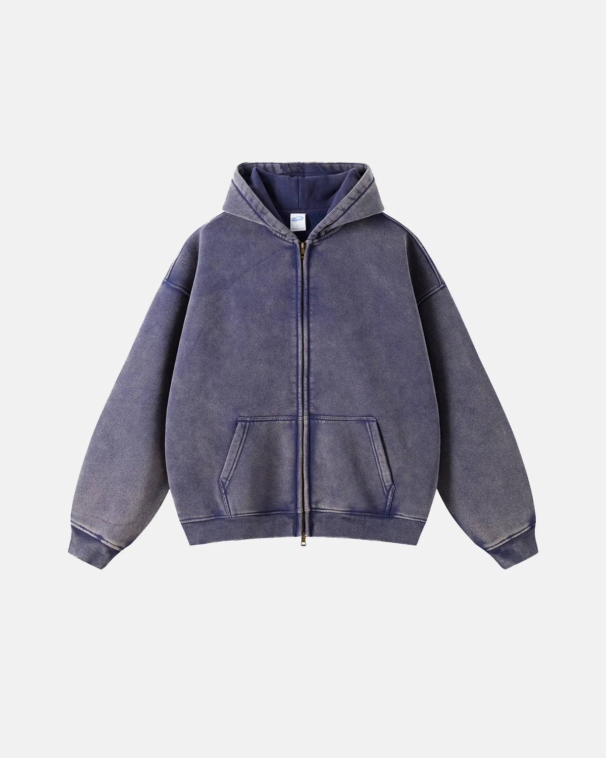 INFLATION Washed Distressed Fleece Zip Up Hoodies - Image 13