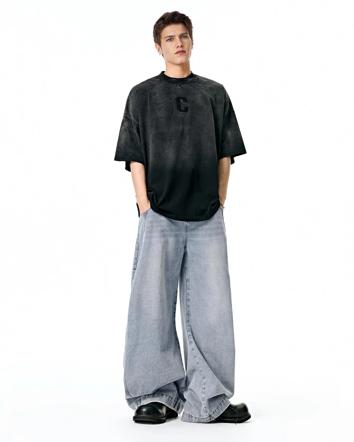 Acid Washed Distressed Barrel Jeans | Inflation Streetwear - Image 5