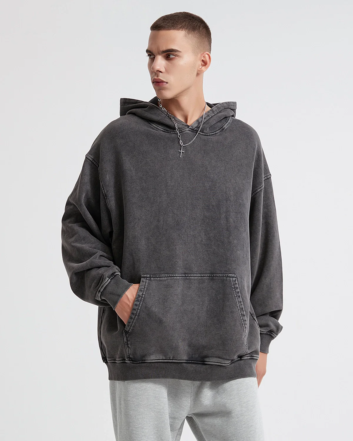 French Terry Washed Distressed Hoodies | Inflation Streetwear - Image 12
