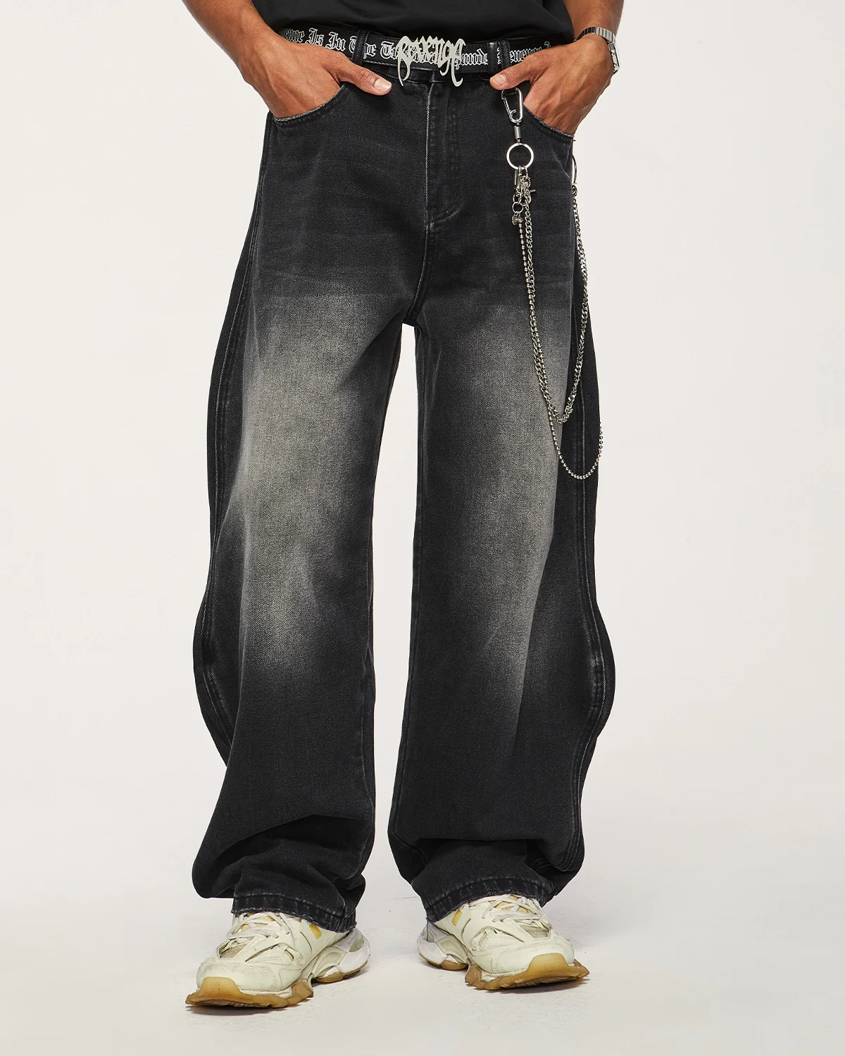 INFLATION Brand Washed Baggy Denim Pants - Image 5