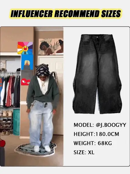 INFLATION Brand Washed Baggy Denim Pants - Image 8