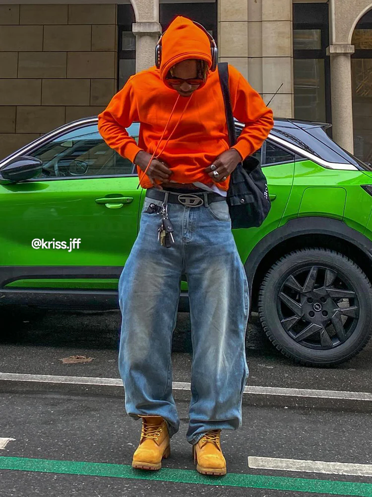 INFLATION Brand Washed Baggy Denim Pants - Image 9