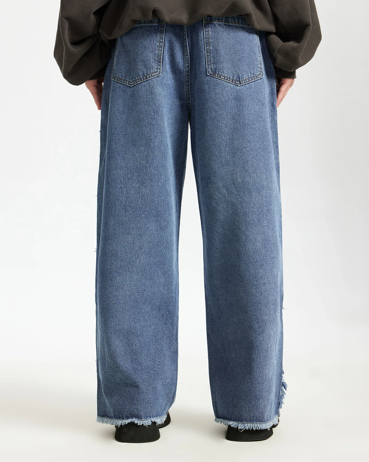 Blue Frayed Acid Wash Pants | Inflation Streetwear - Image 4