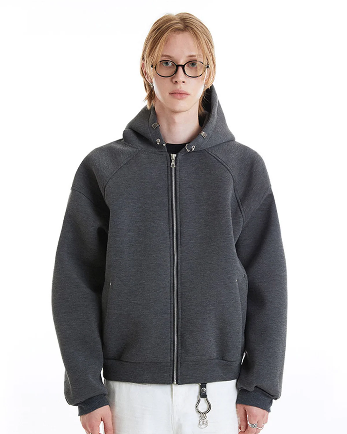 INFLATION Grey Boxy Zip Up Hoodies - Image 10