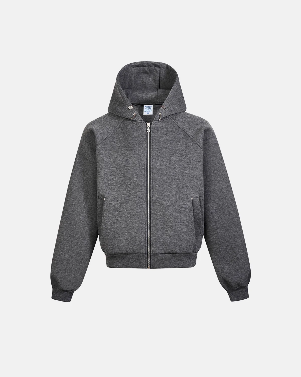 INFLATION Grey Boxy Zip Up Hoodies - Image 5
