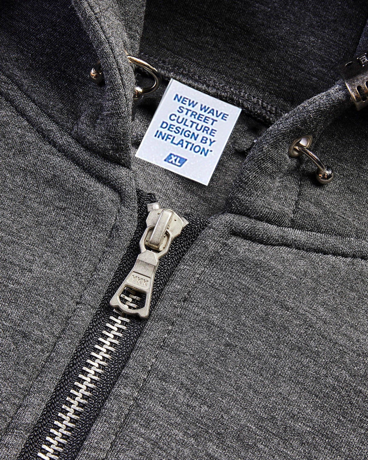 INFLATION Grey Boxy Zip Up Hoodies - Image 6