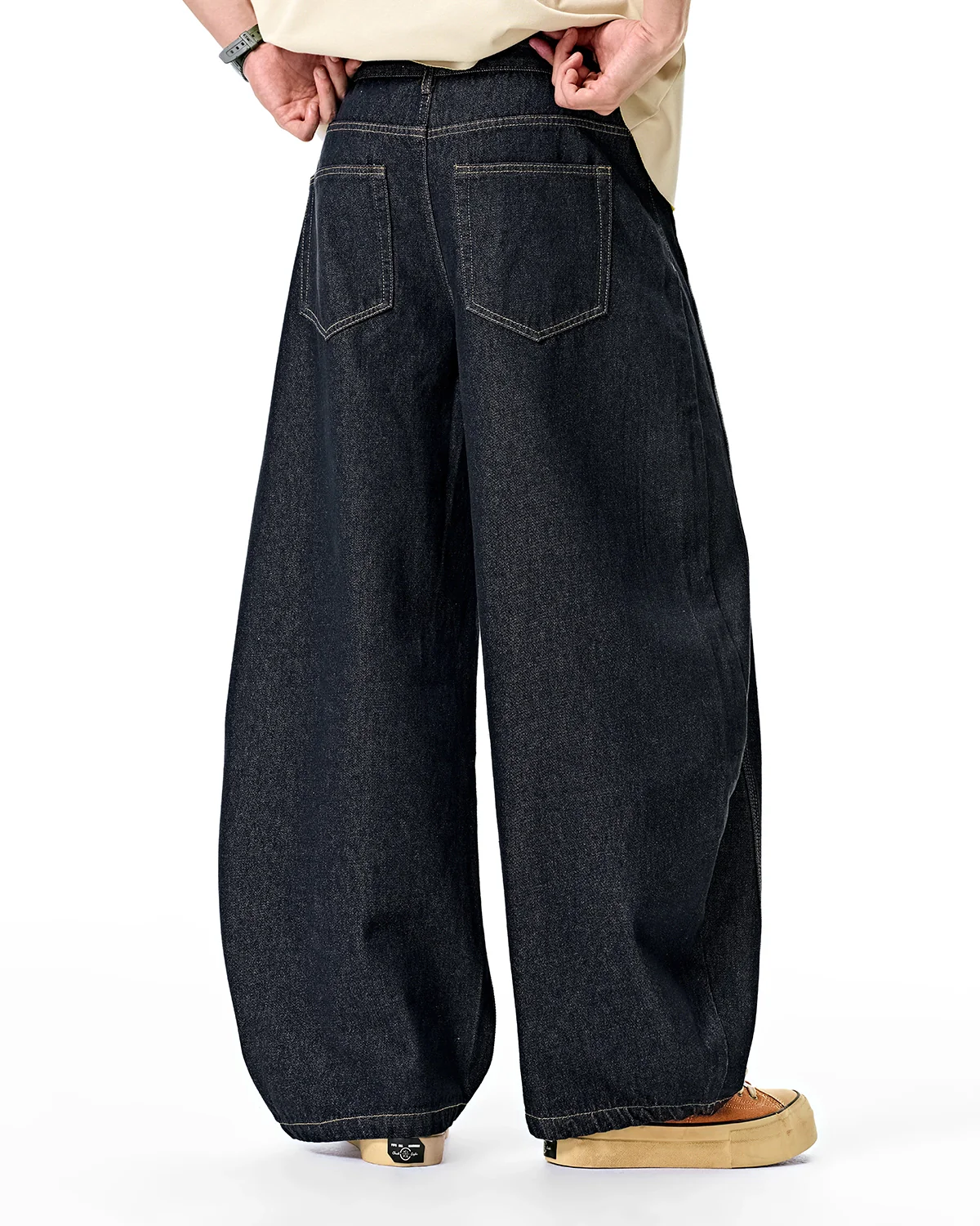 INFLATION Raw Color Barrel Baggy Jeans - Image 5