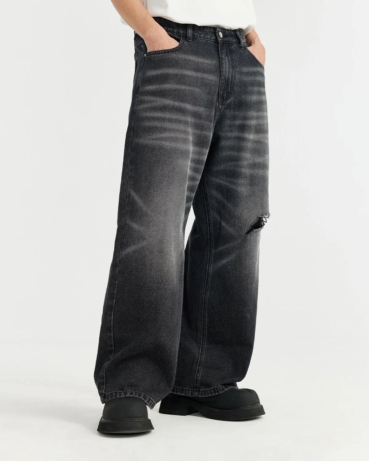 Ripped Wide Leg Jeans | Inflation Streetwear - Image 3