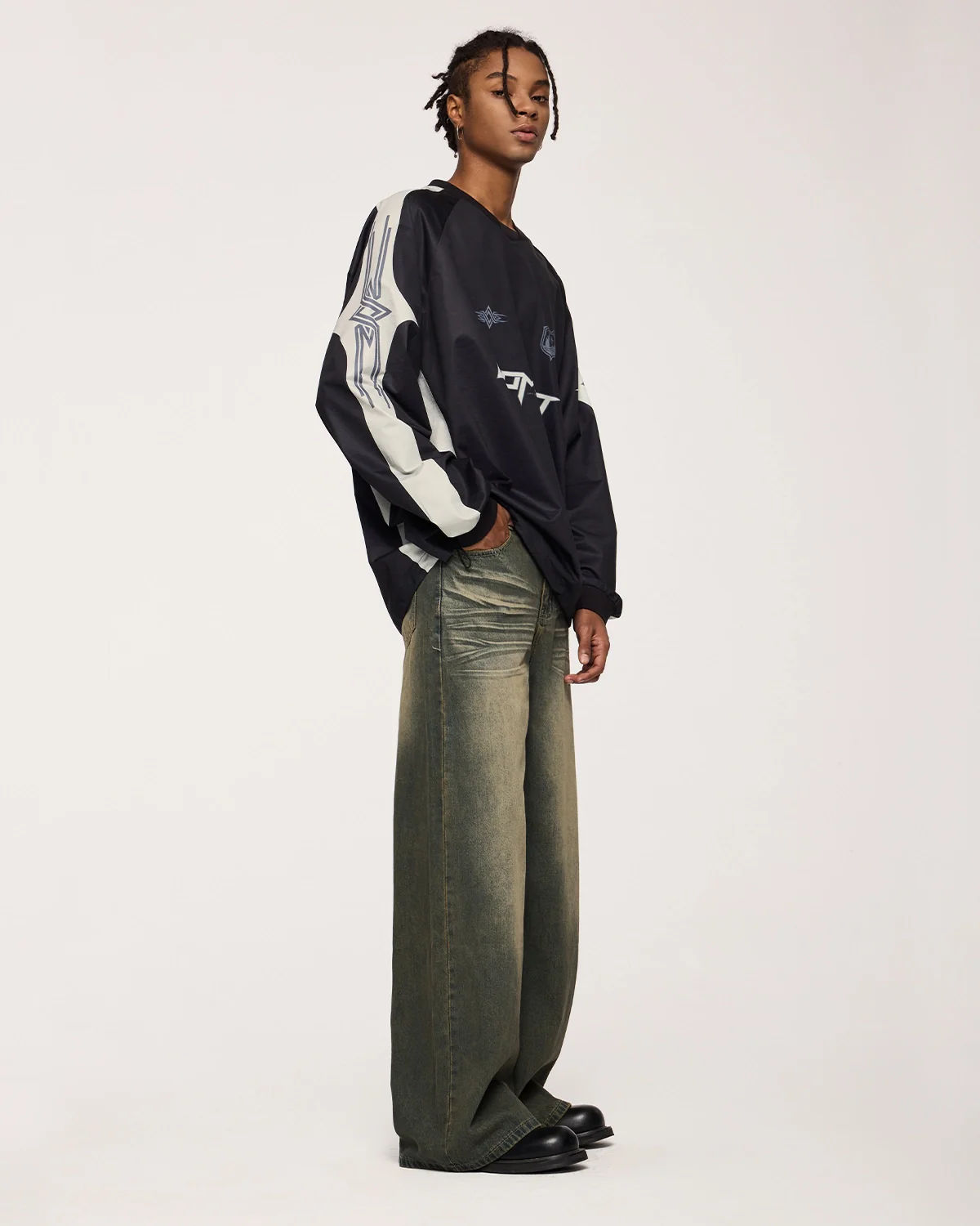 INFLATION Streetwear Washed Loose-fit Denim Pants - Image 3