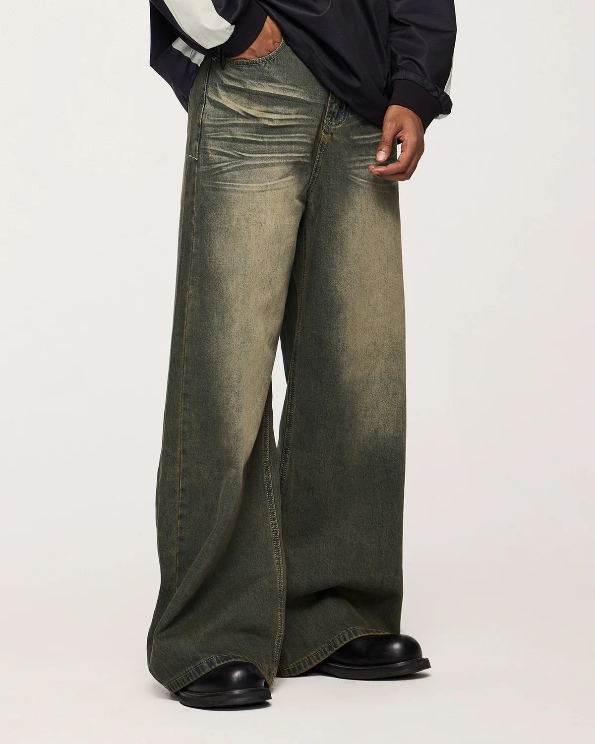 INFLATION Streetwear Washed Loose-fit Denim Pants - Image 4