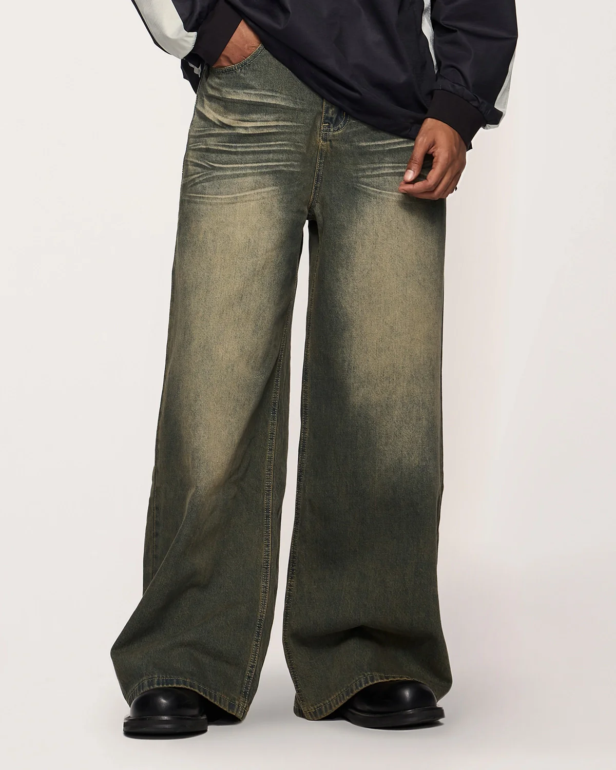 INFLATION Streetwear Washed Loose-fit Denim Pants - Image 5