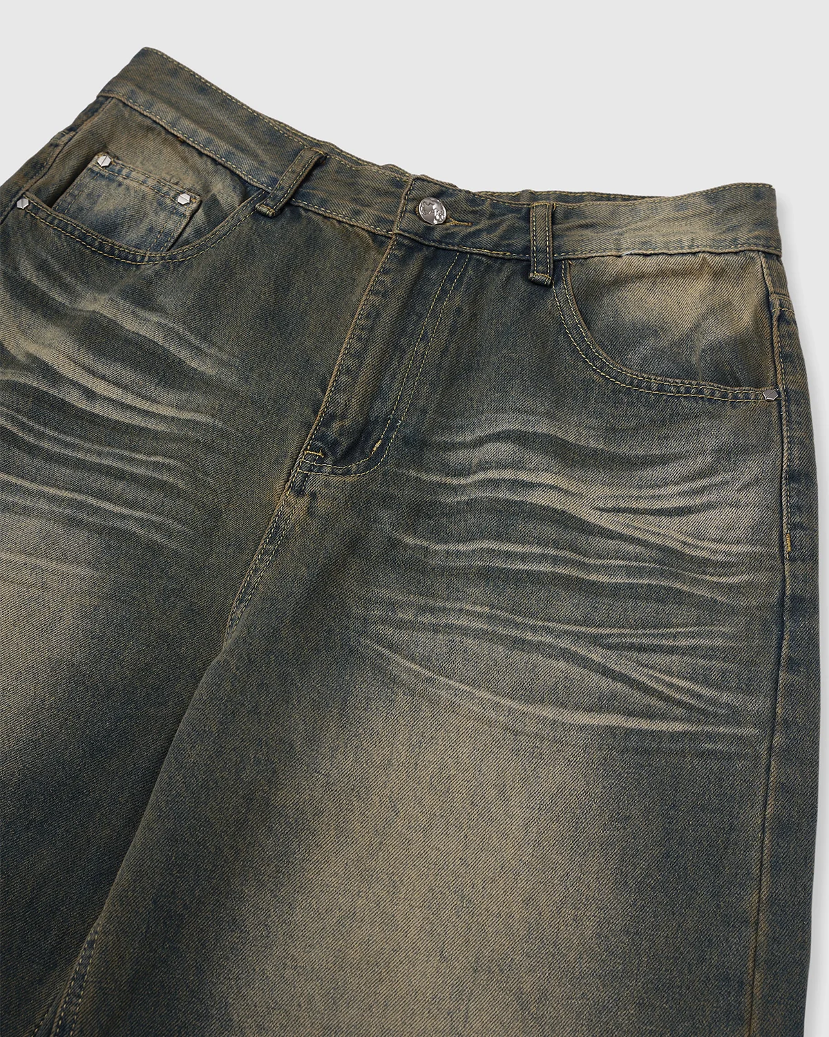 INFLATION Streetwear Washed Loose-fit Denim Pants - Image 6