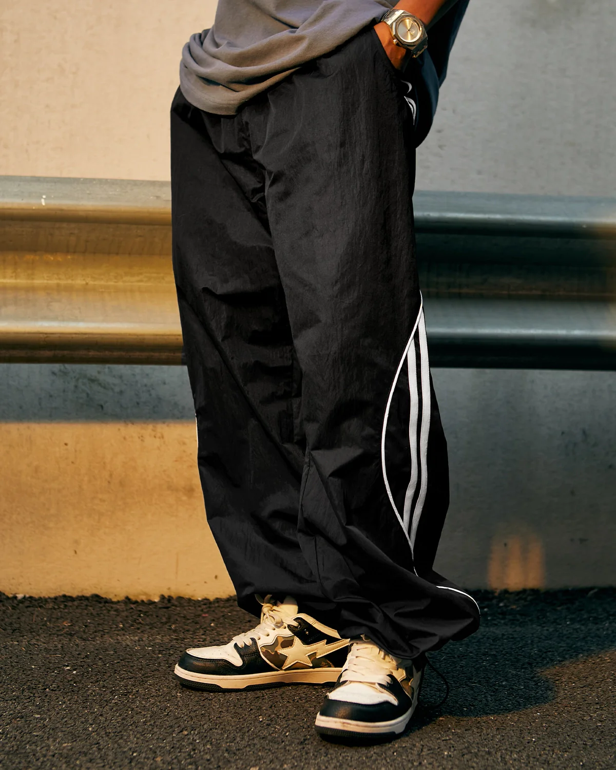 INFLATION Striped Side Wide Leg Track Pants - Image 11