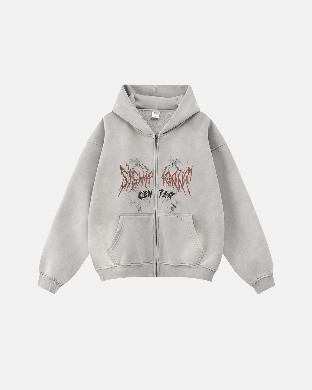 INFLATION Washed Graphic Zip Up Hoodies - Image 3