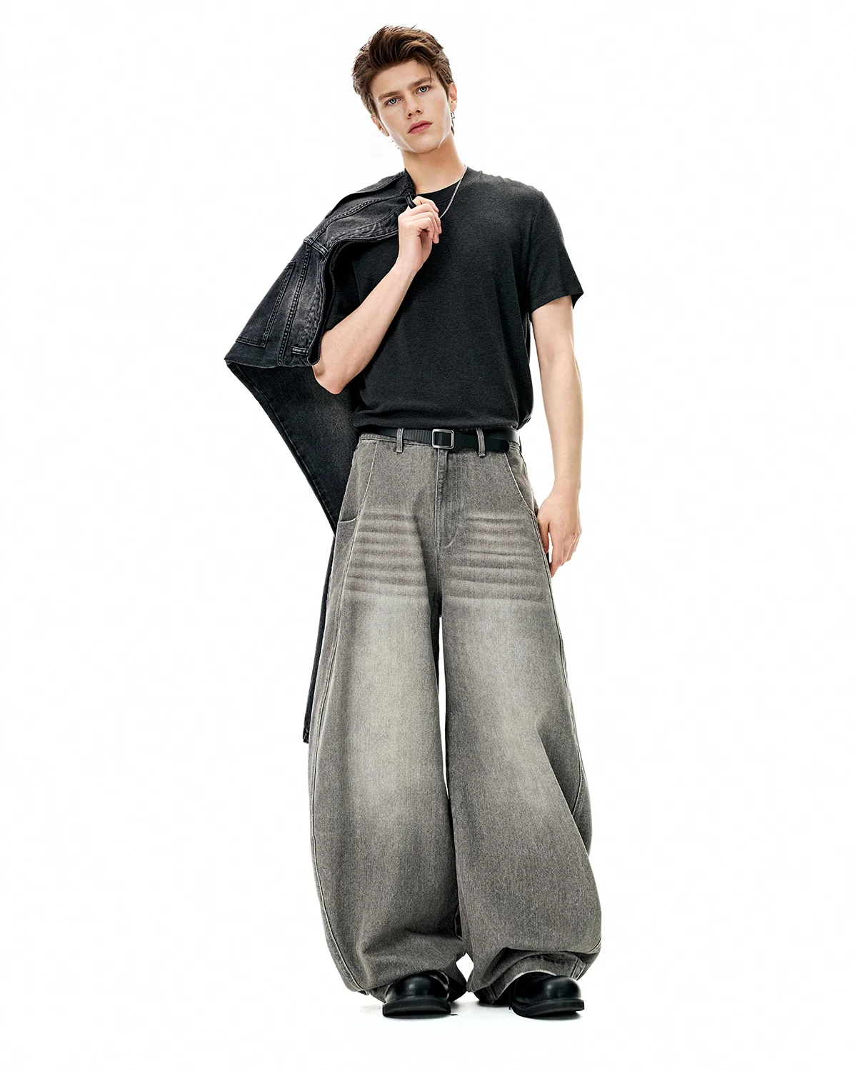 INFLATION Washed Barrel Baggy Jeans - Image 9