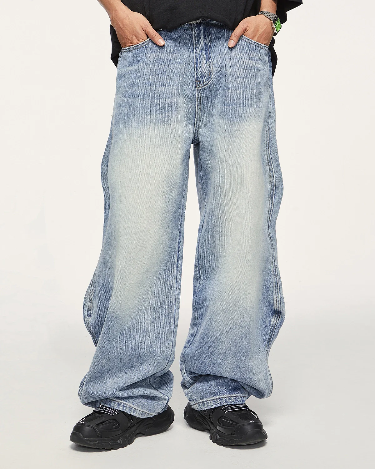 INFLATION Wave Washed Baggy Jeans - Image 7