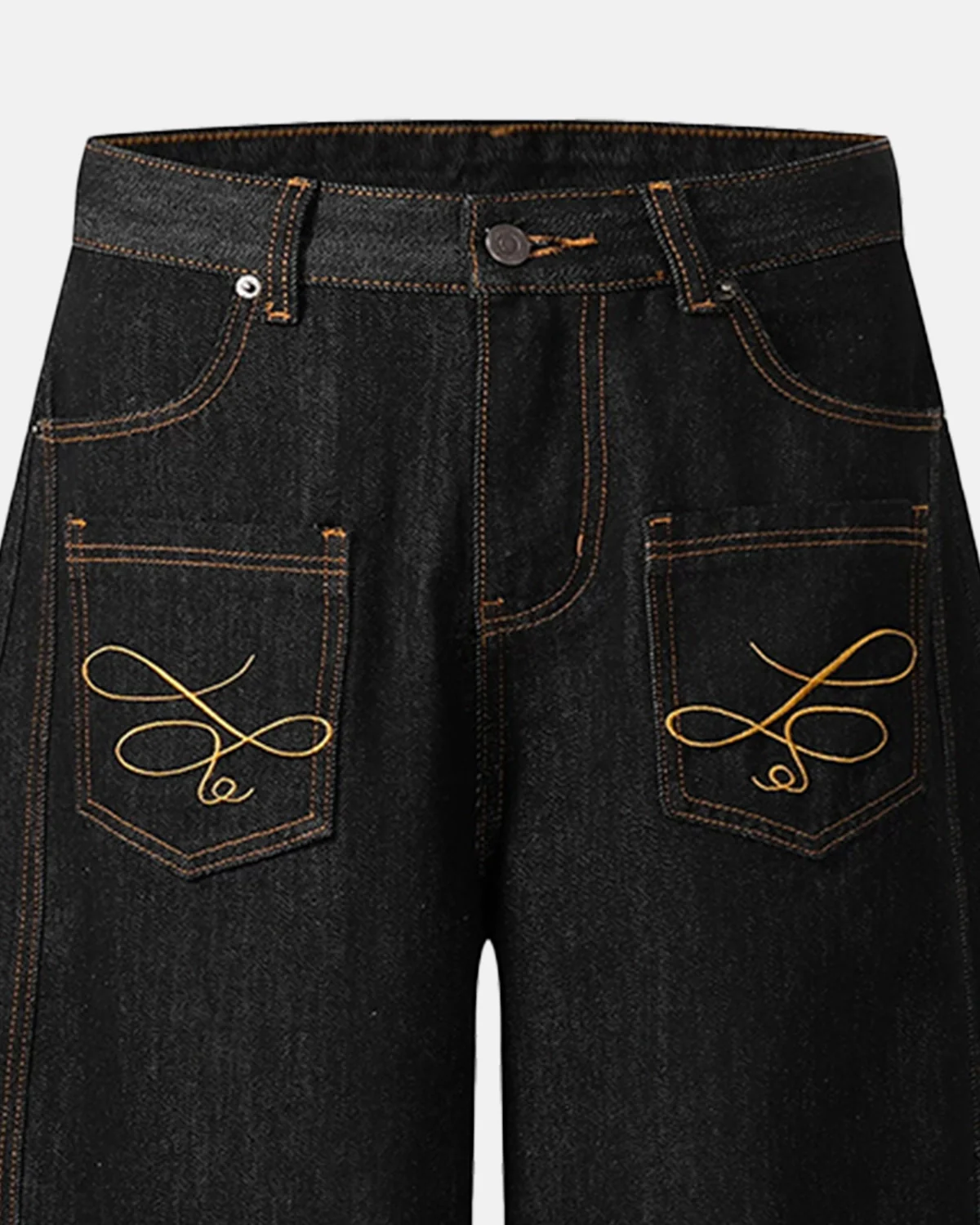 Pocket Embroidery Raw Barrel Jeans | Inflation Streetwear - Image 3