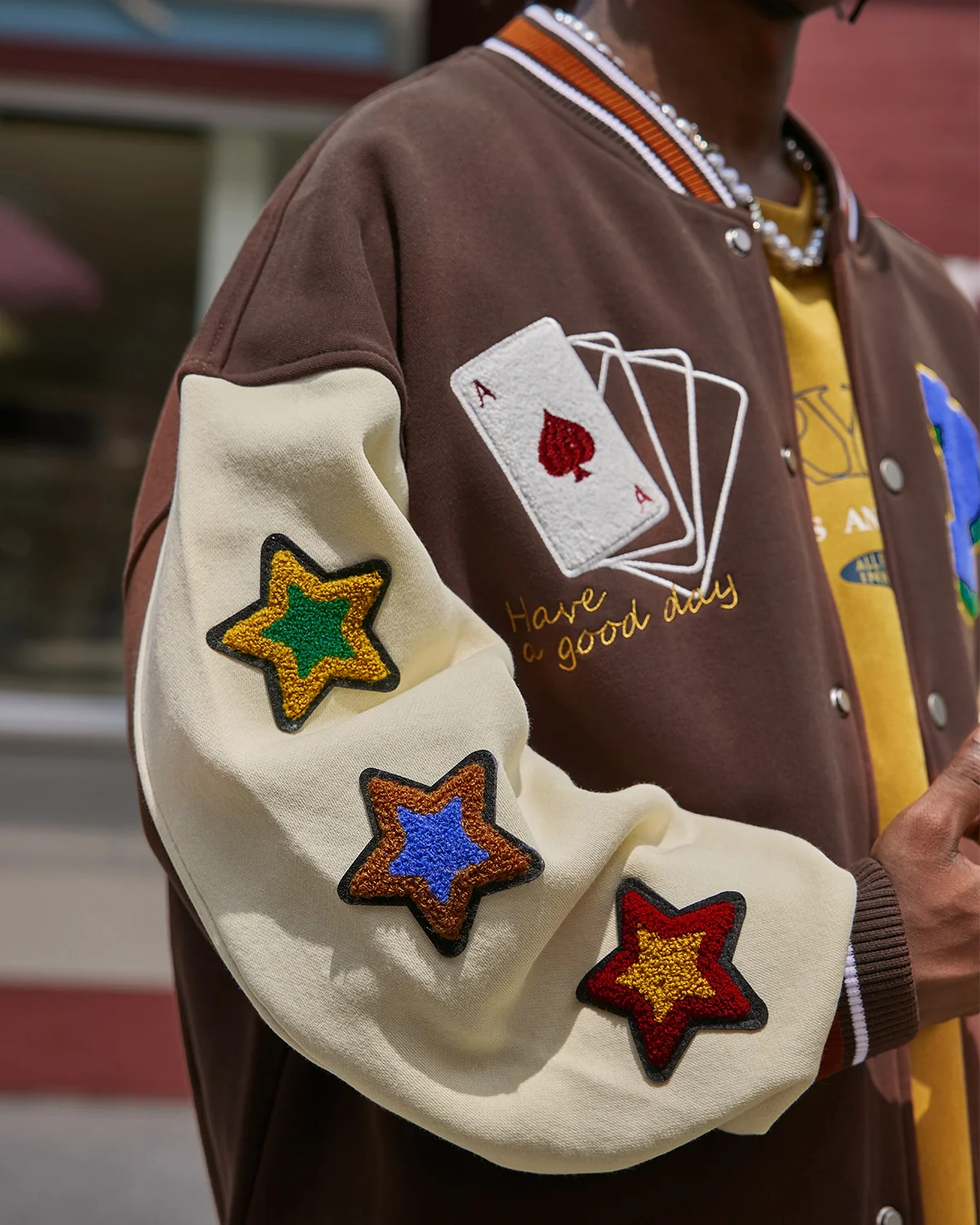 Poker Embroidery Varsity Jacket | Inflation Streetwear - Image 11