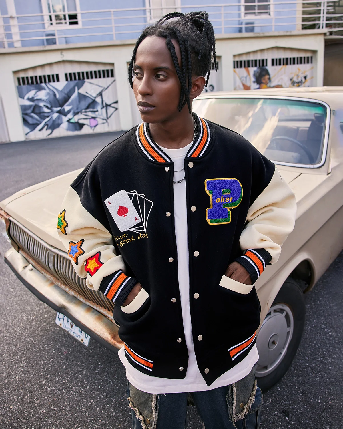 Poker Embroidery Varsity Jacket | Inflation Streetwear - Image 12