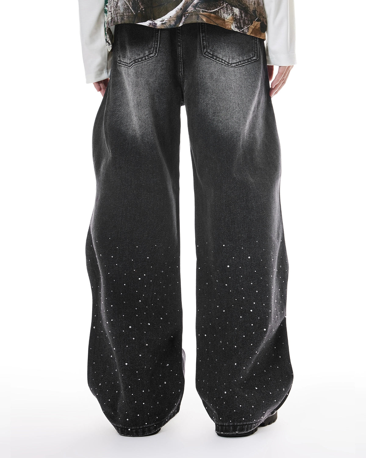 Rhinestone Wavy Baggy Jeans I Inflation Streetwear - Image 4