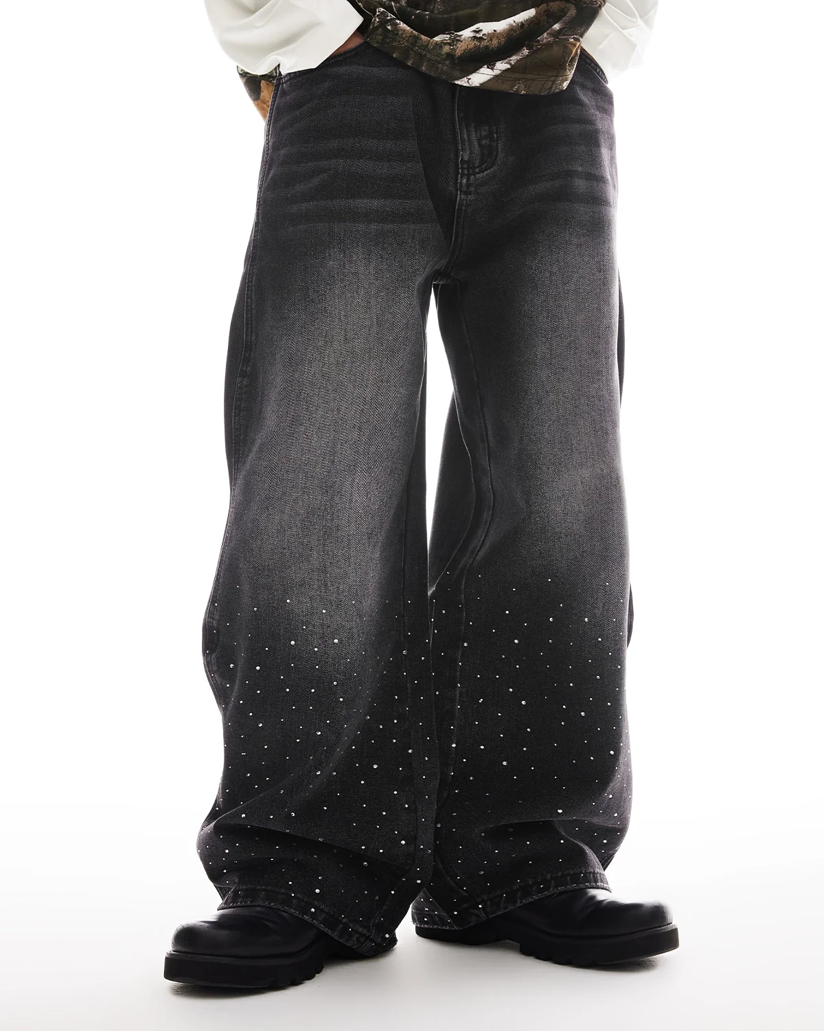 Rhinestone Wavy Baggy Jeans I Inflation Streetwear - Image 5